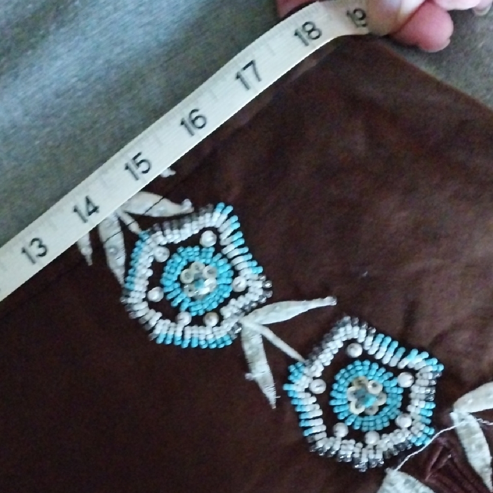 Ooak Upcycled Brown Beaded Skirt - Picture 5 of 5